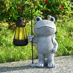 ~ ѐ 뉀 m  PAETAE Garden Statue Frog Outdoor Decor, Solar Patio Garden Sculptures & Statues, Resin Garden Decor Gift for Women, Mom, Grandma, Stone ysAiz