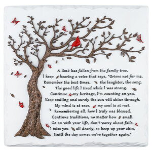 ~ ѐ 뉀 m  A Limb Has Fallen from The Family Tree Memorial Plaque-Cardinal Memorial Stone-Sympathy Gift for Loss of Loved One-Cemetery Decor-Bereavement Keepsake-Grave Marker-Outdoor Garden Graveside Decorations ysAi