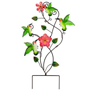 ~ ѐ 뉀 m  Juegoal 28 Inch Hummingbirds Garden Stake Decor, Colorful Look & Personalities Flowers Metal Wall Art Spring Decoration, Yard Outdoor Lawn Pathway Patio Ornaments ysAiz