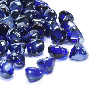 ~ ѐ 뉀 m  vchin Fire Glass, Cobalt Blue Fire Stone for Propane Firepit, Fireplace and Outdoor Decorative. High Luster Diamonds 1 Inch Glass Beads, 10LB ysAiz