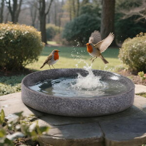 ~ ѐ 뉀 m  TOWDREU Stone Bird Baths for Outdoors,10inch Birds Bath Bowl with Hanging Accessories,Ground Bird Feeders and Birdbath Bowl, Bird Water Bowl for Balcony, Patio, Garden or Yard ysAiz