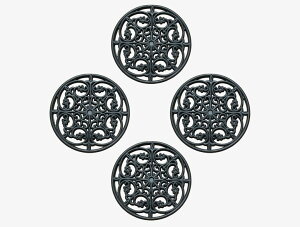 ~ ѐ 뉀 m  A1 Home Collections Multi Functional-Garden Stepping Stone Mat Round, Natural Rubber Heavy-Duty Beautiful Hand Finished Design 12"X12" Set of 4, Paisley Star Black ysAiz