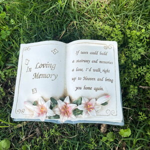 ~ ѐ 뉀 m  Nattol Resin Memorial Book, Book-Shaped Garden Stone, Outdoor Decor, in Loving Memory Keepsake, Sympathy Gift for Loss of a Loved One ysAiz