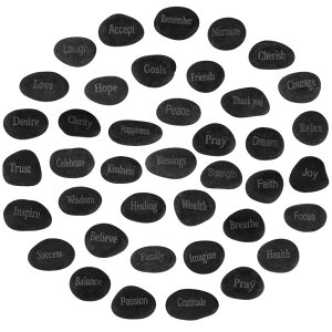 ~ ѐ 뉀 m  Fabbay Engraved Inspirational Stones Encouragement Motivational Rocks with Words Garden Positive Gift for Christmas Thanksgiving(Black,40 Pcs) ysAiz