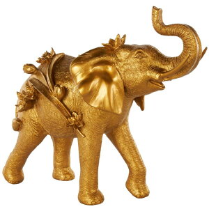���� �u�� �G�� �C�O Deco 79 Resin Elephant Walking Sculpture with Floral Accents, 22 x 9 x 19, Gold �y���s�A���i�z