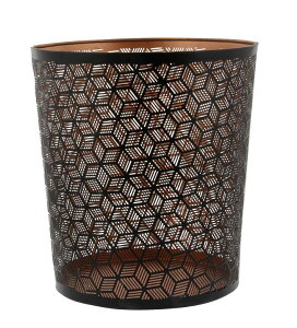 ���� �u�� �G�� �C�O Deco 79 Metal Round Small Waste Bin with Laser Carved Design, 9 x 9 x 10, Black �y���s�A���i�z