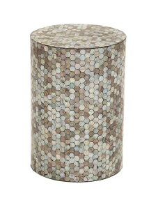 ���� �u�� �G�� �C�O Deco 79 Mother of Pearl Shell Geometric Handmade Side End Accent Table Mosaic End Table, Side Table 14 x 14 x 20, Multi Colored �y���s�A���i�z