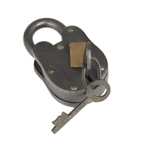 ���� �u�� �G�� �C�O Deco 79 Brass Metal Lock And Key, 1 x 3 x 2, Dark Gray �y���s�A���i�z