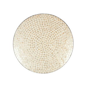 ���� �u�� �G�� �C�O Deco 79 Mother of Pearl Shell Geometric Home Wall Decor Round Disc Wall Sculpture with Black Frame, Wall Art 27 x 3 x 27, Cream �y���s�A���i�z