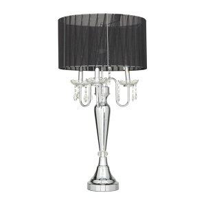 ���� �u�� �G�� �C�O Deco 79 Metal Table Lamp with Dangling Crystals, 16 x 16 x 31, Silver �y���s�A���i�z