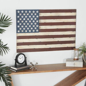 ���� �u�� �G�� �C�O Deco 79 Metal American Flag Home Wall Decor Indoor Outdoor Wall Sculpture, Wall Art 38 x 2 x 26, Red �y���s�A���i�z