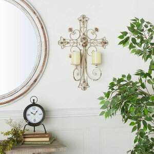 ���� �u�� �G�� �C�O Deco 79 Metal Solid Wall Sconce, 17 x 5 x 24, White �y���s�A���i�z