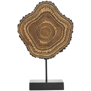 "���� �u�� �G�� �C�O Deco 79 Resin Tribal Decorative Sculpture Abstract Carved Home Decor Statue with Black Stand and Wavy Edge, Accent Figurine 11"" x 3"" x 17"", Brown �y���s�A���i�z"