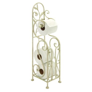 ���� �u�� �G�� �C�O Deco 79 Metal Scroll Toilet Paper Holder with Space to Hold 3 Rolls, 8 x 6 x 24, Cream �y���s�A���i�z
