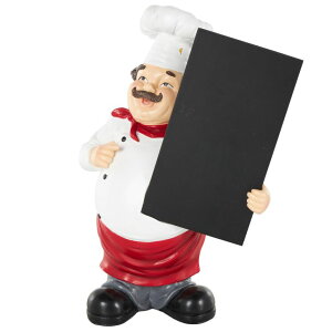 ���� �u�� �G�� �C�O Deco 79 Polystone Chef Decorative Sculpture Kitchen Decorative Figurine Home Decor Statue with Chalkboard, Accent Figurine 10 x 6 x 14, White �y���s�A���i�z
