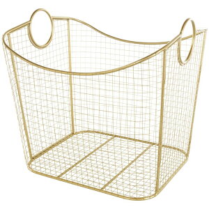 ���� �u�� �G�� �C�O Deco 79 Metal Decorative and Functional Storage Basket Deep Basket Organizer with Round Handles, Basket for Storage 20 x 18 x 19, Gold �y���s�A���i�z
