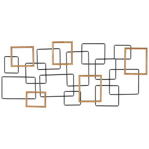 ���� �u�� �G�� �C�O Deco 79 Metal Geometric Home Wall Decor Overlapping Wire Square Wall Sculpture with Gold Accents, Wall Art 51 x 3 x 23, Black �y���s�A���i�z