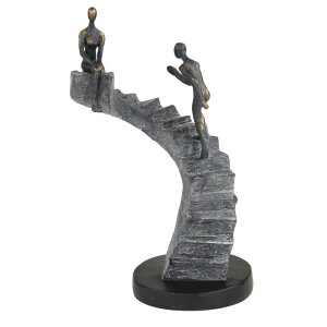 ���� �u�� �G�� �C�O Deco 79 Polystone People Decorative Sculpture Home Decor Statue with Stairs, Accent Figurine 8 x 3 x 14, Black �y���s�A���i�z