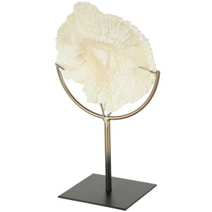 ���� �u�� �G�� �C�O Deco 79 Polystone Coral Decorative Sculpture Textured Home Decor Statue with Bronze Stand, Accent Figurine 7 x 5 x 12, Light Blue �y���s�A���i�z