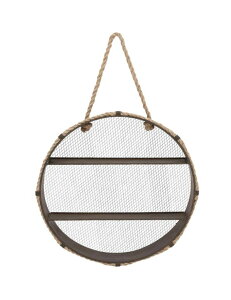 ���� �u�� �G�� �C�O Deco 79 Metal Round 2 Shelves Wall Shelf with Hanging Rope, 24 x 6 x 24, Black �y���s�A���i�z