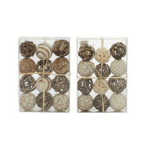 ���� �u�� �G�� �C�O Deco 79 Dried Plant Handmade Decorative Ball Orbs & Vase Filler with Varying Designs, Set of 2 10H, 7W, Brown �y���s�A���i�z