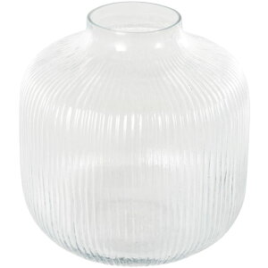 ���� �u�� �G�� �C�O Deco 79 Glass Short Round Ribbed Fluted Vase, 10 x 10 x 11, Clear �y���s�A���i�z