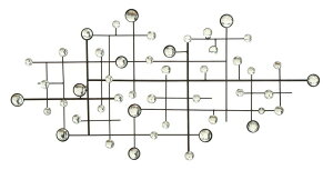 ���� �u�� �G�� �C�O Deco 79 Metal Abstract Home Wall Decor Wall Sculpture with Crystal Embellishments, Wall Art 20 x 1 x 42, Silver �y���s�A���i�z