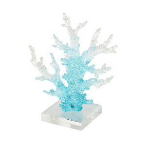 ���� �u�� �G�� �C�O Deco 79 Glass Coral Decorative Sculpture Ombre Home Decor Statue with Clear Square Base, Accent Figurine 8 x 4 x 9, Blue �y���s�A���i�z