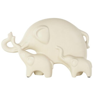 ���� �u�� �G�� �C�O Deco 79 Ceramic Elephant Decorative Sculpture Family Home Decor Statue with Raised Trunks, Accent Figurine 14 x 4 x 9, Cream �y���s�A���i�z