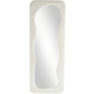 ���� �u�� �G�� �C�O Deco 79 Velvet Room Floor Mirror Wavy Entryway Mirror, Free Standing Mirror 24 x 2 x 64, White �y���s�A���i�z