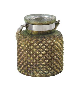 ���� �u�� �G�� �C�O Deco 79 Coastal Jar Candle Lantern 7W x 9H Silver, Brown, Brass, Green �y���s�A���i�z