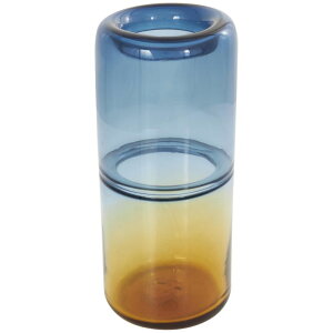 "���� �u�� �G�� �C�O Deco 79 Glass Handmade Decorative Vase Ombre Centerpiece Vase with Yellow Base, Flower Vase for Home Decoration 6"" x 6"" x 13"", Blue �y���s�A���i�z"
