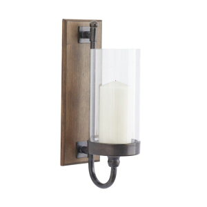 ���� �u�� �G�� �C�O Deco 79 Wood Wall Sconce with Glass Holder, 5 x 8 x 16, Brown �y���s�A���i�z