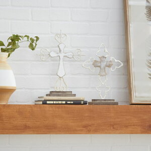 ���� �u�� �G�� �C�O Deco 79 Contemporary Wood Cross Sculpture, Set of 2 13, 12H, Brown �y���s�A���i�z