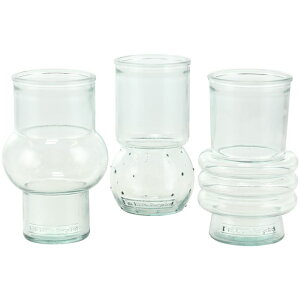 ���� �u�� �G�� �C�O Deco 79 Recycled Glass Decorative Vase Small Bubble Style Centerpiece Vases with Varying Shapes, Set of 3 Flower Vases for Home Decoration 4 W,7 H, Clear �y���s�A���i�z