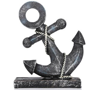 ���� �u�� �G�� �C�O H&W Resin Anchor Figurine 8.5 H, Nautical D?cor, Anchor Model Statue Ornament for Home Garden Bar, Indoor Outdoor Tabletop Decoration, Antique Boat Anchor Mediterranean Style Home Desktop Decoration �y���s�A���i�z