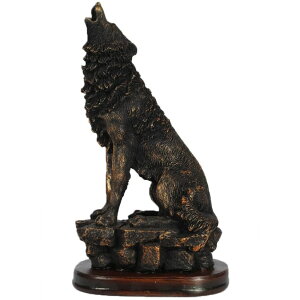 ���� �u�� �G�� �C�O H&W Wolf Statue, 10.5''H Office Desk Decoration, Nordic Style Home and Study Decoration, Collectible Figurines, Best Gift for The Man �y���s�A���i�z