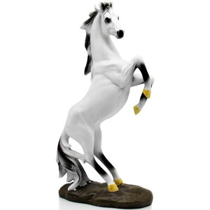 ���� �u�� �G�� �C�O H&W 13.8''H Standing Horse Resin Statue, Horse Art Figurine Decorative Home & Office Decor Ornaments for Desk Bookshelf Wine Cabinet to Attract Luck and Wealth (White) �y���s�A���i�z