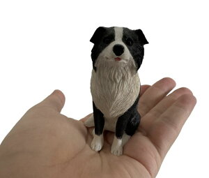 ���� �u�� �G�� �C�O 3.14 Small Resin Border Collie Figurine, Dog Memorial, Car Decor, Collectible Statue Figure Sculpture Gift (Black White, L: 2.36x W:1.57 x H: 3.14) �y���s�A���i�z