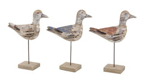 ���� �u�� �G�� �C�O Deco 79 Wood Bird Decorative Sculpture Home Decor Statues, Set of 3 Accent Figurines 11W, 14H, Brown �y���s�A���i�z