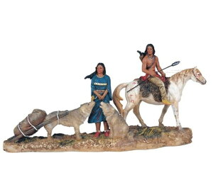 ���� �u�� �G�� �C�O ICE ARMOR 9 H Indian Couple Statue Native American Decoration Figurine Office Desk/Home/Living Room/Table Decor, Perfect House Warming Gifts for New Home �y���s�A���i�z