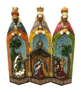 ���� �u�� �G�� �C�O MOMENTS IN TIME Nativity 3 Kings Three Wise Men Figurines Hand Painted Tri-Fold Holy Family Nativity Scene Christmas Nativity Set with 3 Kings 11 H x 9.6 W x 1.7 D �y���s�A���i�z