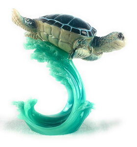 ���� �u�� �G�� �C�O Ain�ft It Nice Sea Turtle Statue On Wave Marine Coastal Ocean Beach Decor Sea Turtle Gifts Figurine Beach Room for Home and Office Collectible Sculpture, Blue 4.5(L) 5(W) 5(H) Inches �y���s�A���i�z