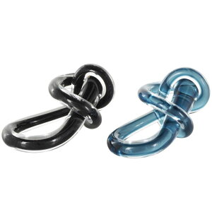 ���� �u�� �G�� �C�O Deco 79 Glass Knot Decorative Sculpture Abstract Twisted Loop Home Decor Statues with Matching Black Pair, Set of 2 Accent Figurines 7W, 4H, Blue �y���s�A���i�z