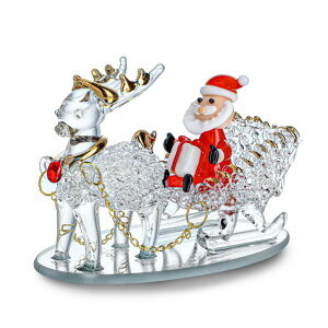 ���� �u�� �G�� �C�O H&D HYALINE & DORA Blown Glass Santa Sleigh Figurines, Handmade Christmas Collectible Decorations,Mini Glass Christmas Figurines for Indoor Decorations & Holiday Displays �y���s�A���i�z