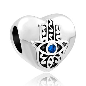 `[ uXbg oOp ShinyJewelry VCj[WG[ ShinyCharm Heart Evil Eye on Hand Of Hamsa Fatima Religious Beads For Bracelets ysAiz
