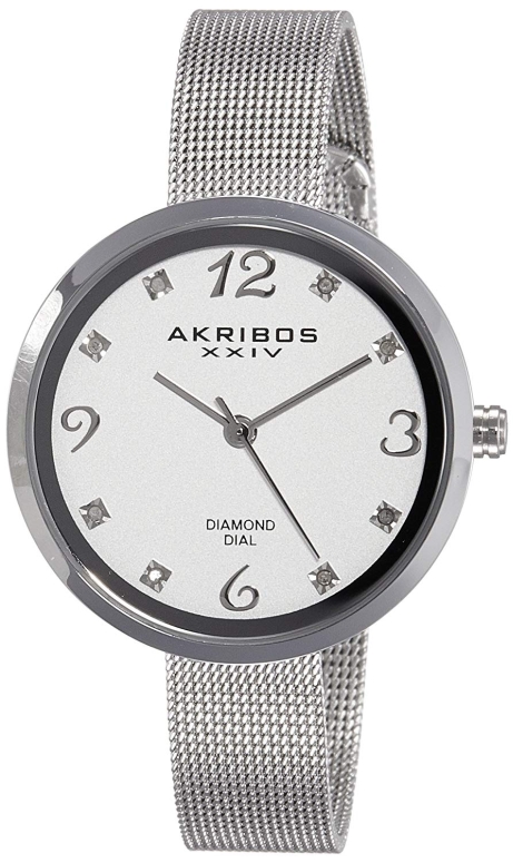 アクリボス Akribos XXIV 女性用 腕時計 レディース ウォッチ ホワイト パール AK875SS  【スーパーセール】