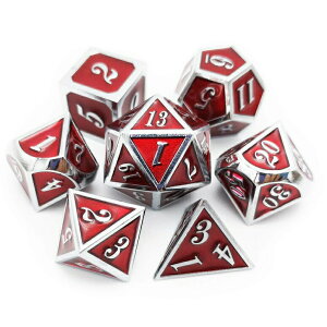 ʑ̃_CXZbg EH[Q[ TRPG e[ug[N DND  Haxtec 7PCS Red Metal Dice Set DND Dice D20 D12 D10 D8 D6 D4 for Dungeons and Dragons D&D RPG Table Games-Glossy Enamel Dice Dark Red ysAiz