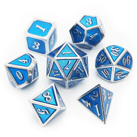 多面体ダイスセット ウォーゲーム TRPG テーブルトーク DND に Haxtec 7PCS Zinc Alloy Metal Dice Durable Polyhedral Dice D20 D12 D10 D8 D6 D4 for Dungeons and Dragons DND RPG MTG Table Games-Glossy Enamel Dice Tiffany Blue 【並行輸入品】