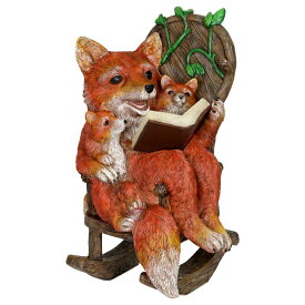 ガーデンライト LEDソーラーライト キツネ 家族 Exhart Solar Fox Family Reading a Book on a Rocking Chair Garden Statue ? Bookworm Foxes Mini Figurine w/Solar LED Lights, Booklovers Fox Statue, Resin Fox Decorations, 8.3 x 8.3 W x 12. 【並行輸入品】